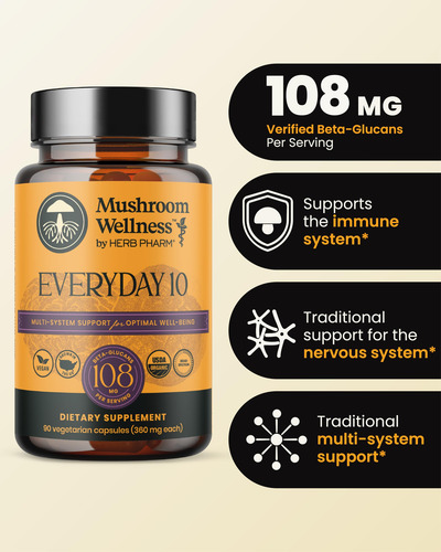 Suplemento Herb Pharm Mushroom Wellness Everyday 10 90 Cápsu - Imagem 2