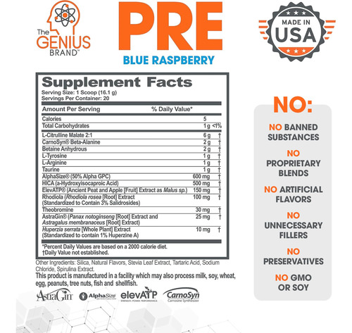 Pré Treino Boosted Energy Genius Pre Workout 20 Doses Sem Ca - Imagem 3