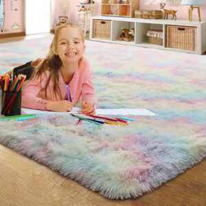 Tapete Lochas Luxury Shag Fluffy Rainbow 6 X 9 Pés Para Sala