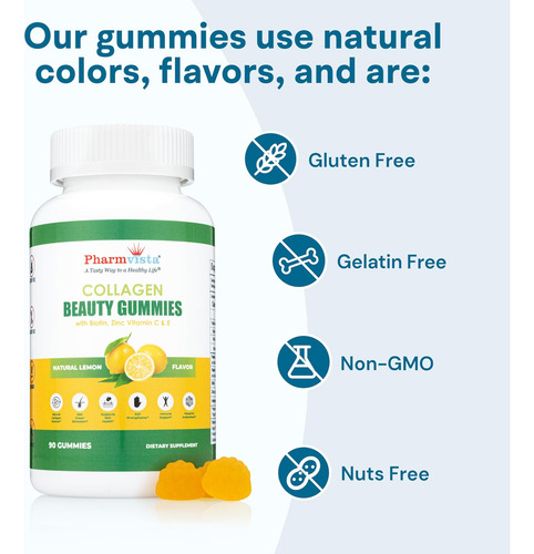 Pharmvista - Gummies De Colágeno Com Biotina Zinco Vitamin - Imagem 5