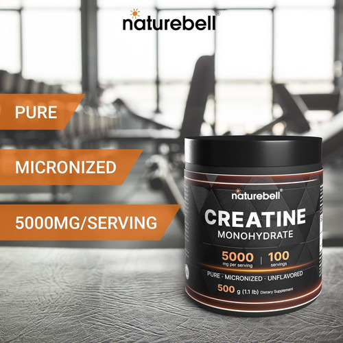 Naturebell Creatina Monohidrato Em Pó 500 Gramas 5000mg ... - Imagem 5