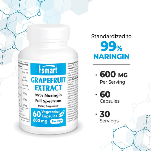 Suplemento De Extrato De Toranja Supersmart 600mg 60 Cápsula - Imagem 4