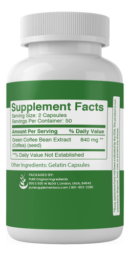 Suplemento De Ingredientes Originais Puros Green Coffee Bean - Imagem 3