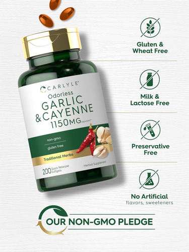 Alho Inodoro Carlyle E Pimenta Caiena 1150mg 200 Cápsulas - Imagem 13