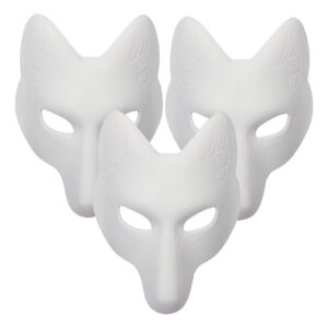 Máscaras Masquerade Alodidae Fox Mask Wolf Diy 3 Peças Branc