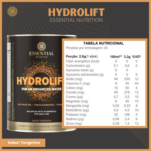 Hydrolift Essential Nutrition Lata 30 Sachês Magnésio Zinco - Imagem 3