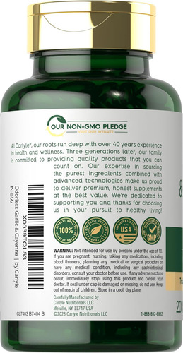 Alho Inodoro Carlyle E Pimenta Caiena 1150mg 200 Cápsulas - Imagem 3