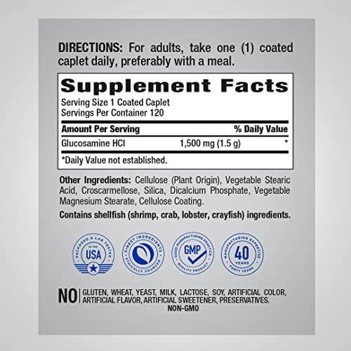 Piping Rock Glucosamina Hcl 1500 Mg 120 Comprimidos - Imagem 2