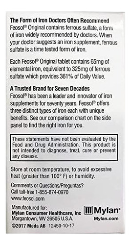 Feosol Original Vitamins 120 Count (pacote De 2) Por Feosol - Imagem 3
