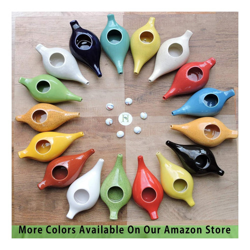 Healthgoodsin Orange Porcelain Ceramic Neti Pot Para Nasal E - Imagem 5