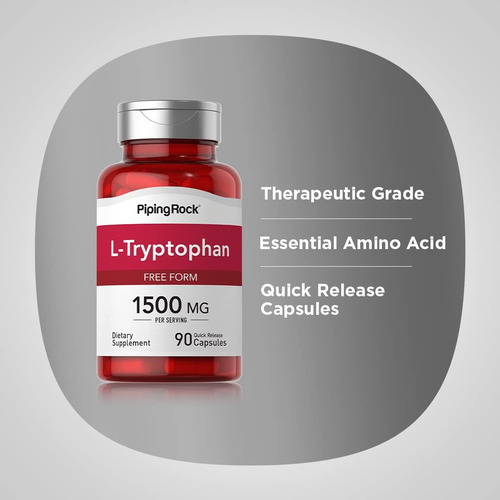 Piping Rock L-triptofano 1500 Mg 90 Cápsulas Forma Livre - Imagem 4