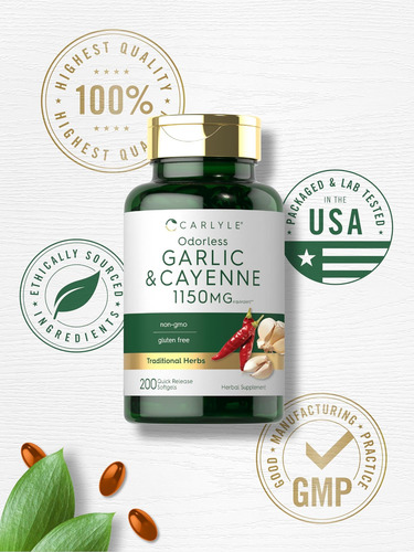 Alho Inodoro Carlyle E Pimenta Caiena 1150mg 200 Cápsulas - Imagem 6