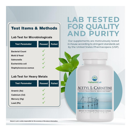 Natures Lab Acetil L-carnitina 2.000 Mg 160 Cápsulas - Imagem 3