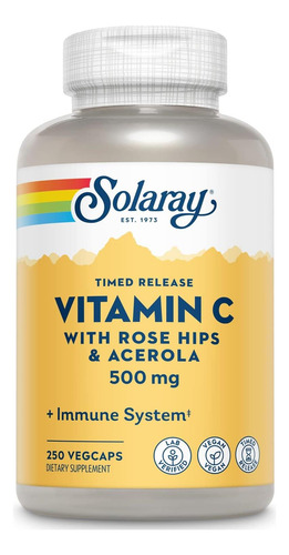 Solaray Vitamina C Quadris E Acerola 500mg Função Imunol