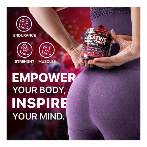 Creatina Monohidratada Gummies 5000 Mg-raspberry & Sleabled - Imagem 4