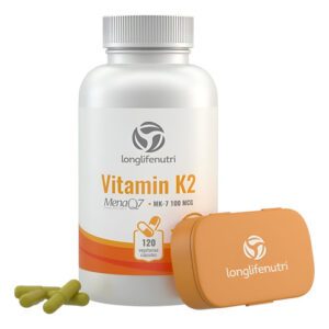 Vitamina K2 Mk7 100 Mcg Com Menaq7 120 Cápsulas Pure