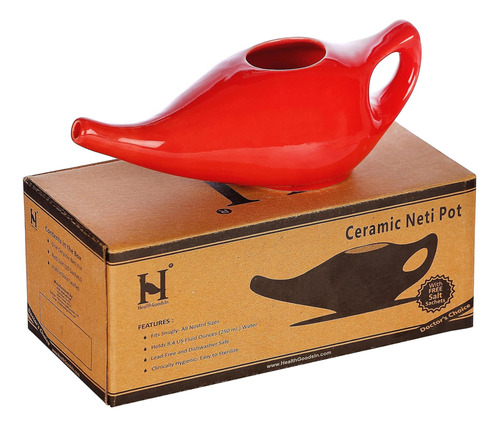 Healthgoodsin Orange Porcelain Ceramic Neti Pot Para Nasal E