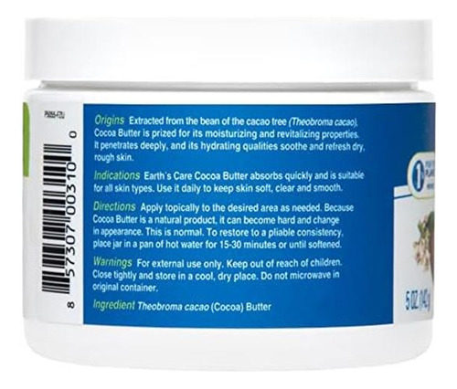 Earths Care Cocoa Butter - Pura Manteiga De Cacau Natural C - Imagem 2