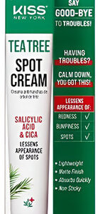 Kiss New York Tea Tree Spot Cream Coreano Skincare Leve Crem