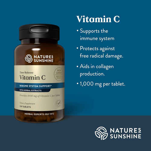 Natures Sunshine Vitamina C Time Release 1000 Mg 120 Compr - Imagem 4