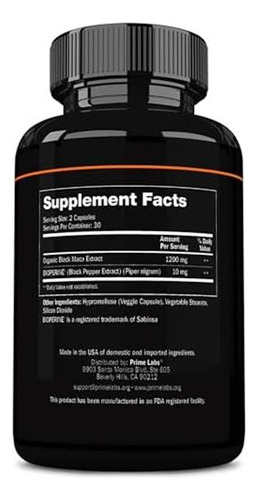 Cápsulas De Raiz De Maca Preta Orgânica Prime Labs - 1200 Mg - Imagem 8