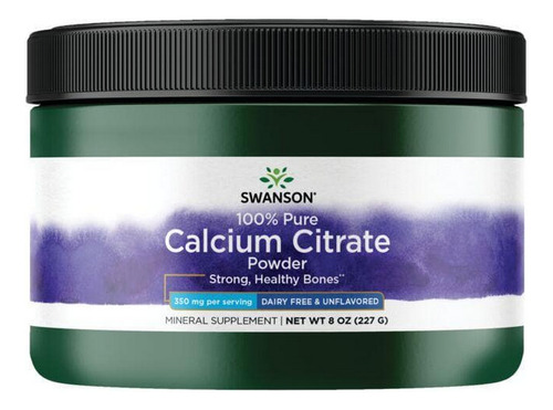 Citrato De Cálcio 100% Puro Em Pó Sem Sabor 350 Mg 8 Onças D