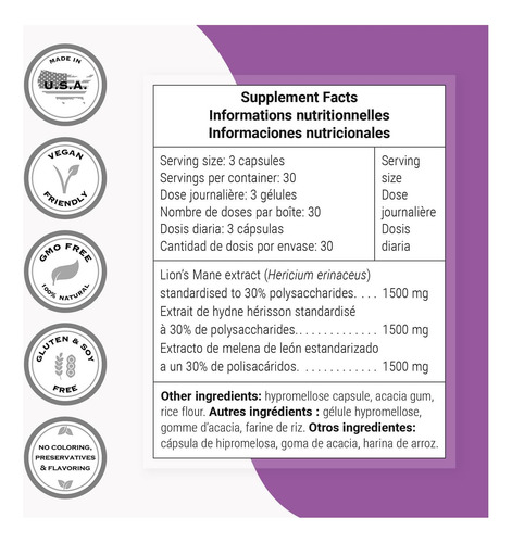 Supersmart Leões Mane 1500mg Por Dia (alta Resistência) 30% - Imagem 4