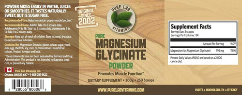 Glicinato De Magnésio - 200 G De Pó Puro Da Pure Lab Vitamin - Imagem 7