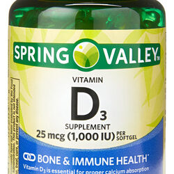 Vitamina D3 1000ui 25mcg 200 Softgels Spring Valley Imp