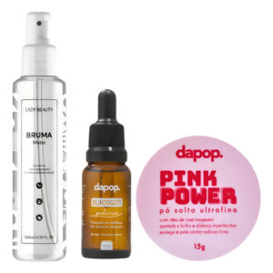 Kit Pó Rosa Mosqueta + Blindagem Dapop + Bruma Matte Lady By