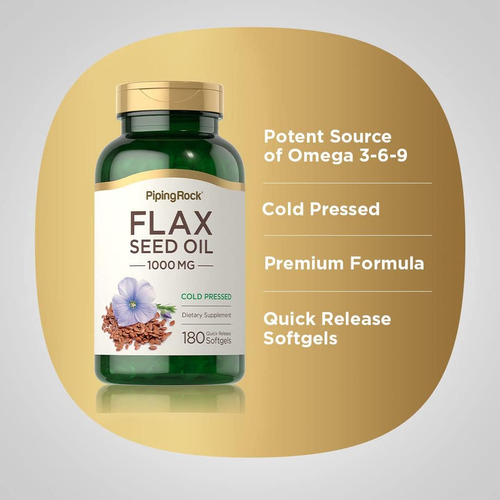 Cápsulas Softgel De Óleo De Linhaça Piping Rock 1000mg Con - Imagem 4