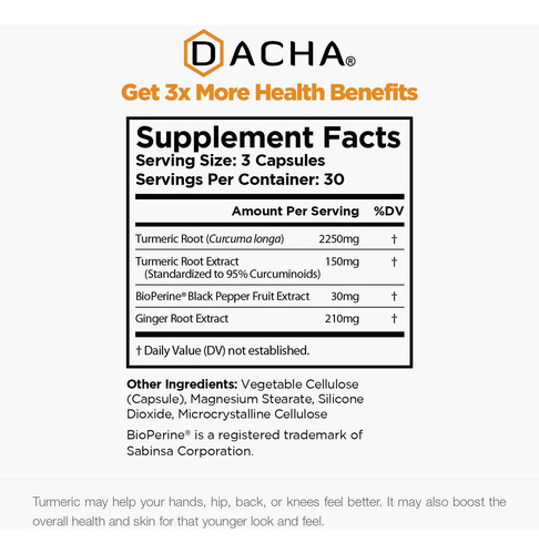 Suplemento De Curcumina Cúrcuma Dacha - 2250 Mg Suplementos - Imagem 2