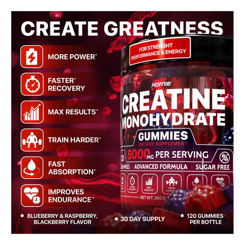 Creatina Monohidratada Gummies 5000 Mg-raspberry & Sleabled - Imagem 3