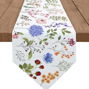 Corredor De Mesa Vintage Com Textura Floral De Ervas E Festa