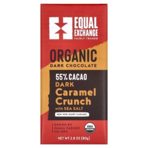 Equal Exchange Chocolate Amargo Orgânico Caramelo Crocante com Sal Marinho 55% Cacau 80 g (28 oz)