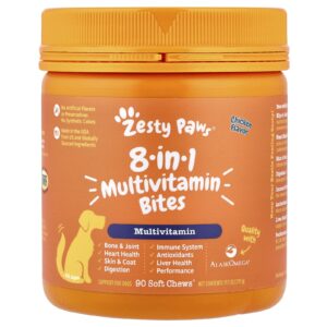 Zesty Paws Multivitamínico 8-in-1 Bites Para Cães Todas as Idades Frango 90 Cápsulas Mastigáveis 315 g (111 oz)