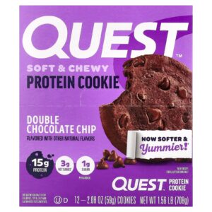 Quest Nutrition Cookie de Proteína Chocolate Duplo em Lascas 12 Cookies 59 g (208 oz) Cada