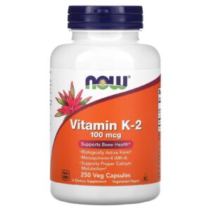 NOW Foods Vitamina K-2 100 mcg 250 Cápsulas Vegetais
