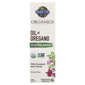 Garden of Life Organics Óleo de Orégano Gotas Sazonais Sem Álcool 30 ml (1 fl oz)