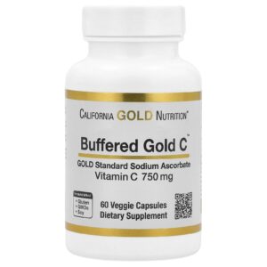 California Gold Nutrition Buffered Gold C Ascorbato de Sódio Padrão GOLD (Vitamina C) 60 Cápsulas Vegetais