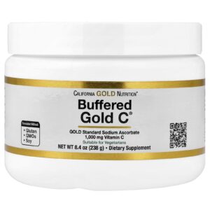 California Gold Nutrition Buffered Gold C Vitamina C Não Acídica em Pó Ascorbato de Sódio 238 g (840 oz)