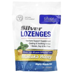 American Biotech Labs Pastilhas Silver Poderosa Menta de Manuka 21 Pastilhas 85 g (3 oz)
