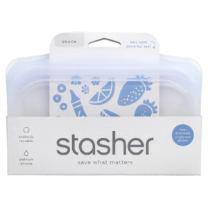 Stasher Saco de Silicone Reutilizável para Alimentos Tamanho Lanche Transparente 355 ml (12 fl oz)