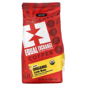 Equal Exchange Café Orgânico Love Buzz Moído Torras Full City e Francesa 2835 g (10 oz)