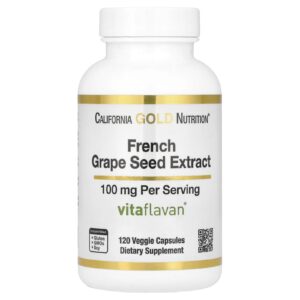 California Gold Nutrition Extrato da Semente de Uva Francesa Vitaflavan® 100 mg 120 Cápsulas Vegetais