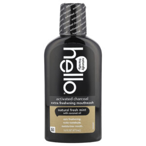 Hello Carvão Ativado Enxaguante Bucal Extra Refrescante Menta Refrescante Natural 473 ml (16 fl oz)