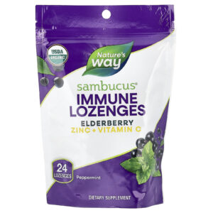 Natures Way Pastilhas Imunológicas Sambucus® Sabugueiro e Zinco + Vitamina C Hortelã-Pimenta 24 Pastilhas