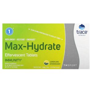 Trace TM Sport Comprimidos Efervescentes Max-Hydrate para Imunidade Limão Siciliano e Limão Taiti 8 Tubos 10 Comprimidos Cada