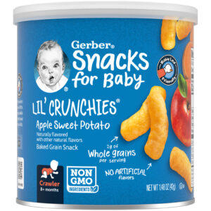Gerber Petiscos para Bebês Lil Crocantes Petiscos de Grãos Assados Mais de 8 Meses Maçã e Batata-Doce 42 g (148 oz)