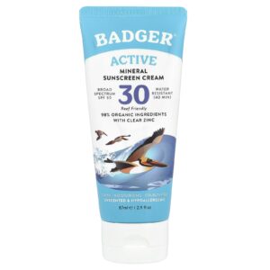 Badger Creme Mineral Natural com Filtro Solar Zinco Claro FPS 30 Sem Fragrância 29 fl oz (87 ml)